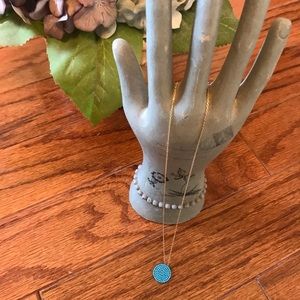 🛍Tiny blue crystal🛍 circle disc necklace 18”